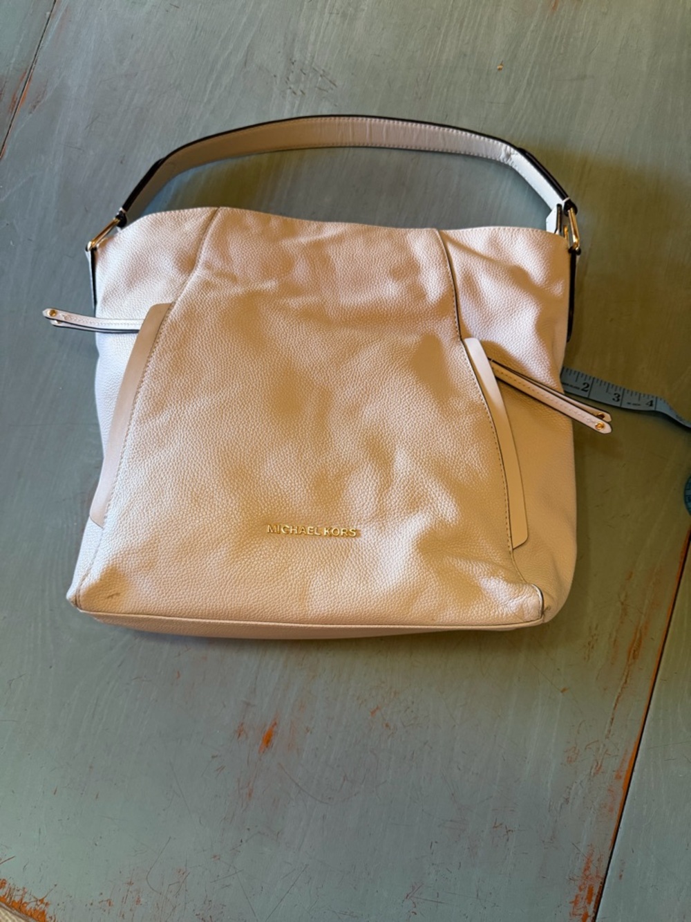 Michael Kors Evie Vanilla Leather Hobo Bag